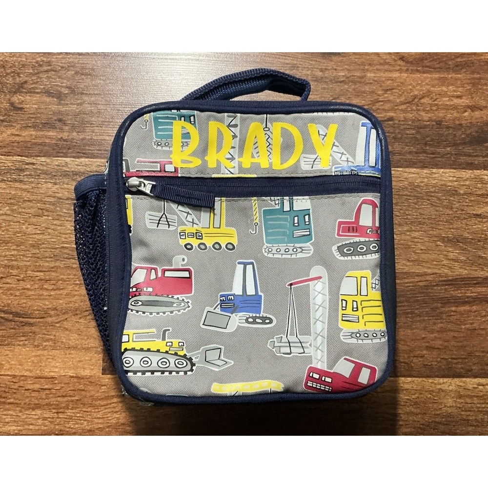 Pottery Barn Kids Jax Construction Lunch Box BRADY Gray Cold Pack